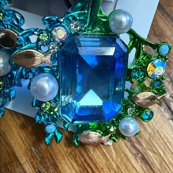 Betsey Johnson Mermaid Jewels Seaweed Stone Earrings New - Picture 3 of 4